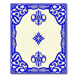 Ornate Blue Floral Border Cream Area Rug