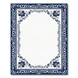 Navy Blue Ornate Floral Border Rug