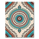 Teal Rust Mandala Heritage Tribal Area Rug
