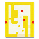 Bold Yellow Geometric Area Rug with Red Dots