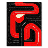 Red Red Racetrack Geometric Area Rug