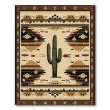 Southwestern Cactus Area Rug in Brown Tan