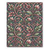 Ornate Teal Pink Floral Vintage Rug