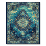 Blue and Teal Vintage Teal Persian Medallion Area Rug