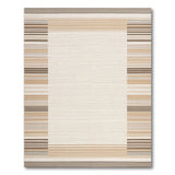 Neutral Stripe Border Area Rug with Cream Center