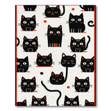 Black and White Kids Cartoon Playful Black Cat Cartoon Area Rug