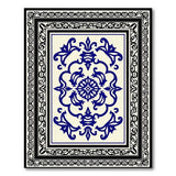Navy Blue Persian Floral Motif Area Rug