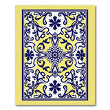 Yellow Navy Floral Medallion Area Rug
