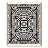 Traditional Persian Black and White Ornate Black White Persian Mandala Area Rug