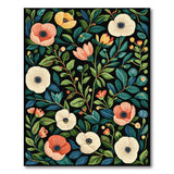 Vibrant Poppy Floral Area Rug on Black