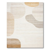 Beige and Neutral Beige Organic Shapes Abstract Area Rug