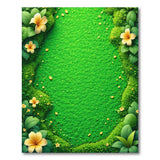 Lush Green Moss Meadow with Frangipani Flowers Rug