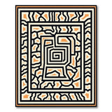 Orange Geometric Tribal Maze Area Rug