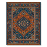 Navy and Terracotta Geometric Heritage Tribal Rug