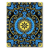 Radiant Blue Gold Starburst Persian Area Rug
