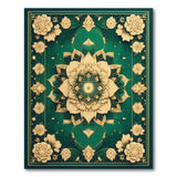 Green Floral Lotus Mandala Area Rug