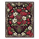 Red Heart Floral Bouquet Arrangement Rug