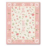 Charming Pink Bunny Floral Area Rug