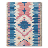 Blue Teal Southwestern Geometric Runner Rug