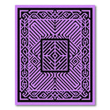 Purple Geometric Modern Area Rug with Intricate Black Patterns