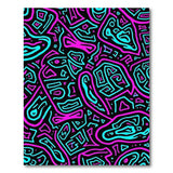 Vibrant Neon Pink Teal Geometric Rug
