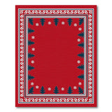Festive Red Fir Tree Snowflake Border Rug