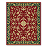 Crimson Red Persian Floral Area Rug with Gold Accents