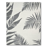 Black White Palm Leaf Coastal Area Rug