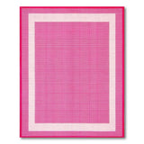 Pink Gingham Check Area Rug with White Border