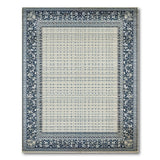 Indigo Floral Border Persian Area Rug