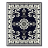 Intricate Black White Persian Medallion Black and White Rug