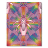 Pink Ballet Slipper Rainbow Geometric Area Rug