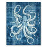 ODIKA Washable Blue Octopus Area Rug - Non-Slip Low Pile Coastal Nautical Rug