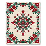 Red Teal Floral Persian Medallion Area Rug