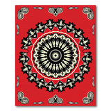 Vibrant Red Mandala Area Rug with Intricate Black White Design