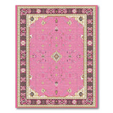 Vibrant Pink Persian Area Rug with Ornate Borders
