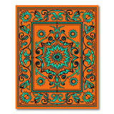 Vibrant Orange Teal Floral Medallion Rug