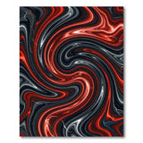 Fiery Red Black Swirl Abstract Area Rug