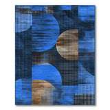 Modern Blue Teal Geometric Abstract Area Rug