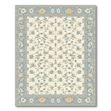 Cream Blue Floral Persian Area Rug