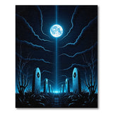Moonlit Graveyard Path Blue Area Rug
