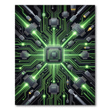 Neon Green Circuit Board Area Rug