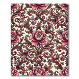 Ornate Pink Peony Damask Area Rug