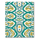 Blue and Teal Teal Gold Geometric Heritage Tribal Rug