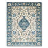 Navy Blue Persian Area Rug with Ivory Field