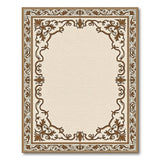 Elegant Beige Area Rug with Ornate Brown Border