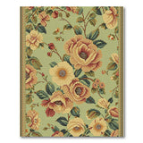 Vintage Mint Green Rose Floral Area Rug