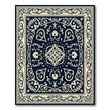 Navy Blue Persian Floral Traditional Persian Area Rug