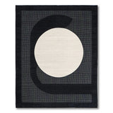 Black White Geometric Moon Area Rug