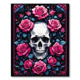 Pink Roses Skull Area Rug